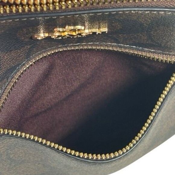 Coach Mini Rowan File Bag Crossbody Purse Signature Canvas Brown Black CF340 - Picture 7 of 16